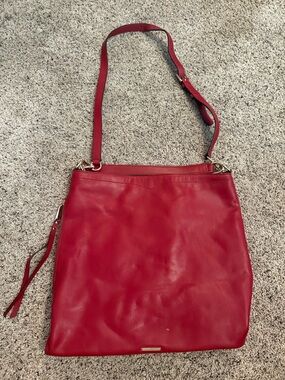Rebecca Minkoff Red Leather Shoulder Tote with Adjustable Strap